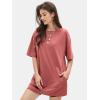 imageEXLURA Womens Summer Short Sleeve T Shirt Dress Casual Crewneck Resort Wear Tops Sundress Vacation Cruise Beach Outfits 2025Brick Red