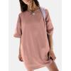 imageEXLURA Womens Summer Short Sleeve T Shirt Dress Casual Crewneck Resort Wear Tops Sundress Vacation Cruise Beach Outfits 2025Brown