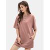 imageEXLURA Womens Summer Short Sleeve T Shirt Dress Casual Crewneck Resort Wear Tops Sundress Vacation Cruise Beach Outfits 2025Brown