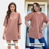imageEXLURA Womens Summer Short Sleeve T Shirt Dress Casual Crewneck Resort Wear Tops Sundress Vacation Cruise Beach Outfits 2025Brown