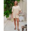imageEXLURA Womens Summer Short Sleeve T Shirt Dress Casual Crewneck Resort Wear Tops Sundress Vacation Cruise Beach Outfits 2025Khaki