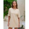 imageEXLURA Womens Summer Short Sleeve T Shirt Dress Casual Crewneck Resort Wear Tops Sundress Vacation Cruise Beach Outfits 2025Khaki