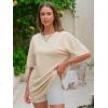 imageEXLURA Womens Summer Short Sleeve T Shirt Dress Casual Crewneck Resort Wear Tops Sundress Vacation Cruise Beach Outfits 2025Khaki