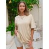 imageEXLURA Womens Summer Short Sleeve T Shirt Dress Casual Crewneck Resort Wear Tops Sundress Vacation Cruise Beach Outfits 2025Khaki