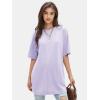 imageEXLURA Womens Summer Short Sleeve T Shirt Dress Casual Crewneck Resort Wear Tops Sundress Vacation Cruise Beach Outfits 2025Light Purple