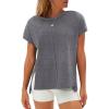 imageEXLURA Womens Summer Oversized Tops Short Sleeve Crewneck Waffle Shirts Casual Blouses Loose Tunic Fashion 2025Dark Grey