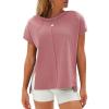 imageEXLURA Womens Summer Oversized Tops Short Sleeve Crewneck Waffle Shirts Casual Blouses Loose Tunic Fashion 2025Grey Purple