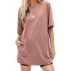 imageEXLURA Womens Summer Short Sleeve T Shirt Dress Casual Crewneck Resort Wear Tops Sundress Vacation Cruise Beach Outfits 2025Brown