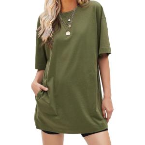 imageEXLURA Womens Summer Short Sleeve T Shirt Dress Casual Crewneck Resort Wear Tops Sundress Vacation Cruise Beach Outfits 2025Army Green