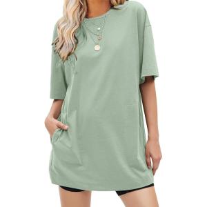 imageEXLURA Womens Summer Short Sleeve T Shirt Dress Casual Crewneck Resort Wear Tops Sundress Vacation Cruise Beach Outfits 2025Blue Green