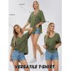 imageEXLURA Womens 2024 Summer Oversized T Shirts Loose Fit Short Sleeve V Neck Tops Athletic Workout Gym trendy TeeArmy Green