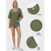 imageEXLURA Womens 2024 Summer Oversized T Shirts Loose Fit Short Sleeve V Neck Tops Athletic Workout Gym trendy TeeArmy Green