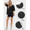 imageEXLURA Womens 2024 Summer Oversized T Shirts Loose Fit Short Sleeve V Neck Tops Athletic Workout Gym trendy TeeBlack