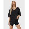 imageEXLURA Womens 2024 Summer Oversized T Shirts Loose Fit Short Sleeve V Neck Tops Athletic Workout Gym trendy TeeBlack