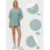imageEXLURA Womens 2024 Summer Oversized T Shirts Loose Fit Short Sleeve V Neck Tops Athletic Workout Gym trendy TeeBlue Green