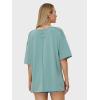 imageEXLURA Womens 2024 Summer Oversized T Shirts Loose Fit Short Sleeve V Neck Tops Athletic Workout Gym trendy TeeBlue Green