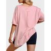 imageEXLURA Womens 2024 Summer Oversized T Shirts Loose Fit Short Sleeve V Neck Tops Athletic Workout Gym trendy TeePink