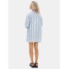 imageEXLURA Womens Button Down Shirts Oversized Striped Shirt Dress Long Sleeve Collared Blouses with Pockets Beach Casual OutfitsBlue