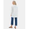 imageEXLURA Womens Button Down Shirts Oversized Striped Shirt Dress Long Sleeve Collared Blouses with Pockets Beach Casual OutfitsLight Apricot Blue