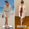 imageEXLURA Womens Button Down Shirts Oversized Striped Shirt Dress Long Sleeve Collared Blouses with Pockets Beach Casual OutfitsOrange
