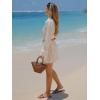 imageEXLURA Womens Button Down Shirts Oversized Striped Shirt Dress Long Sleeve Collared Blouses with Pockets Beach Casual OutfitsOrange