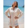 imageEXLURA Womens Button Down Shirts Oversized Striped Shirt Dress Long Sleeve Collared Blouses with Pockets Beach Casual OutfitsOrange