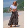 imageEXLURA Womens Floral Print High Waisted Wrap Long Maxi Skirts Ruffle Hem Self Tie Knot Summer Chiffon Midi Skirts 2025Black Floral