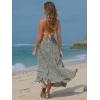 imageEXLURA Womens Floral Print High Waisted Wrap Long Maxi Skirts Ruffle Hem Self Tie Knot Summer Chiffon Midi Skirts 2025Green Floral