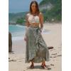 imageEXLURA Womens Floral Print High Waisted Wrap Long Maxi Skirts Ruffle Hem Self Tie Knot Summer Chiffon Midi Skirts 2025Green Floral