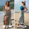 imageEXLURA Womens Floral Print High Waisted Wrap Long Maxi Skirts Ruffle Hem Self Tie Knot Summer Chiffon Midi Skirts 2025Green Floral