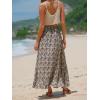 imageEXLURA Womens Floral Print High Waisted Wrap Long Maxi Skirts Ruffle Hem Self Tie Knot Summer Chiffon Midi Skirts 2025Khaki Floral