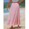 imageEXLURA Womens Floral Print High Waisted Wrap Long Maxi Skirts Ruffle Hem Self Tie Knot Summer Chiffon Midi Skirts 2025Red Floral