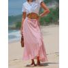 imageEXLURA Womens Floral Print High Waisted Wrap Long Maxi Skirts Ruffle Hem Self Tie Knot Summer Chiffon Midi Skirts 2025Red Floral