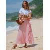 imageEXLURA Womens Floral Print High Waisted Wrap Long Maxi Skirts Ruffle Hem Self Tie Knot Summer Chiffon Midi Skirts 2025Red Floral