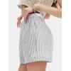 imageEXLURA Womens Stripe Print Exposed Boxer Shorts Elastic High Waisted Wide Leg Y2K Workout Gym ShortsBlack Stripe