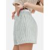 imageEXLURA Womens Stripe Print Exposed Boxer Shorts Elastic High Waisted Wide Leg Y2K Workout Gym ShortsBlue Stripe