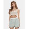 imageEXLURA Womens Stripe Print Exposed Boxer Shorts Elastic High Waisted Wide Leg Y2K Workout Gym ShortsBlue Stripe