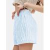 imageEXLURA Womens Stripe Print Exposed Boxer Shorts Elastic High Waisted Wide Leg Y2K Workout Gym ShortsGreen Stripe