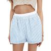 imageEXLURA Womens Stripe Print Exposed Boxer Shorts Elastic High Waisted Wide Leg Y2K Workout Gym ShortsGreen Stripe