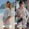 imageEXLURA Womens Summer 2 Piece Sets Casual Short Sleeve Striped Shirts Shorts Matching Sets Vacation Cruise Beach Outfits 2025Black