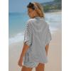 imageEXLURA Womens Summer 2 Piece Sets Casual Short Sleeve Striped Shirts Shorts Matching Sets Vacation Cruise Beach Outfits 2025Black