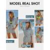 imageEXLURA Womens Summer 2 Piece Sets Casual Short Sleeve Striped Shirts Shorts Matching Sets Vacation Cruise Beach Outfits 2025Green