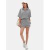 imageEXLURA Womens Summer 2 Piece Sets Casual Short Sleeve Striped Shirts Shorts Matching Sets Vacation Cruise Beach Outfits 2025Grey