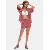 imageEXLURA Womens Summer 2 Piece Sets Casual Short Sleeve Striped Shirts Shorts Matching Sets Vacation Cruise Beach Outfits 2025Red