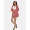 imageEXLURA Womens Summer 2 Piece Sets Casual Short Sleeve Striped Shirts Shorts Matching Sets Vacation Cruise Beach Outfits 2025Red