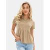imageEXLURA Womens Summer Cute Crop Tops Short Sleeve Pleated Tshirts Crewneck Business Trendy Blouse Beach Vacation Outfits 2025Apricot