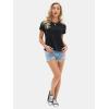 imageEXLURA Womens Summer Cute Crop Tops Short Sleeve Pleated Tshirts Crewneck Business Trendy Blouse Beach Vacation Outfits 2025Black