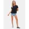 imageEXLURA Womens Summer Cute Crop Tops Short Sleeve Pleated Tshirts Crewneck Business Trendy Blouse Beach Vacation Outfits 2025Black