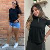 imageEXLURA Womens Summer Cute Crop Tops Short Sleeve Pleated Tshirts Crewneck Business Trendy Blouse Beach Vacation Outfits 2025Black