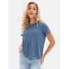 imageEXLURA Womens Summer Cute Crop Tops Short Sleeve Pleated Tshirts Crewneck Business Trendy Blouse Beach Vacation Outfits 2025Blue